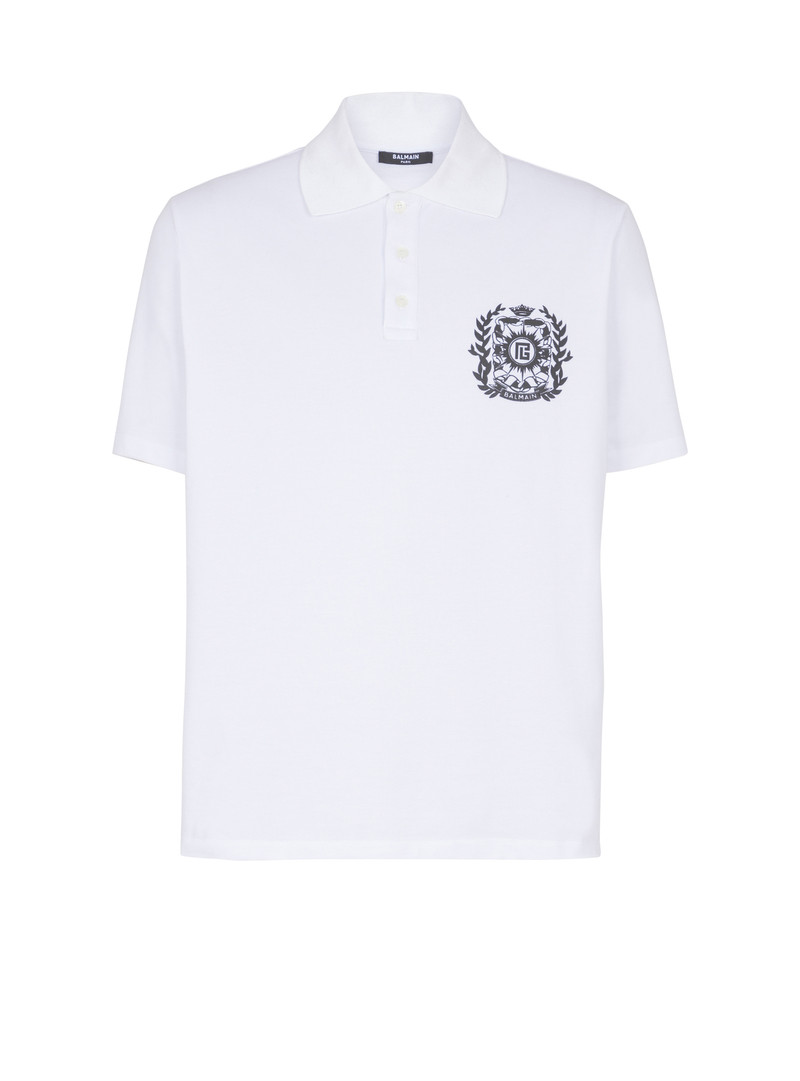 Cotton polo shirt with Écusson print 1