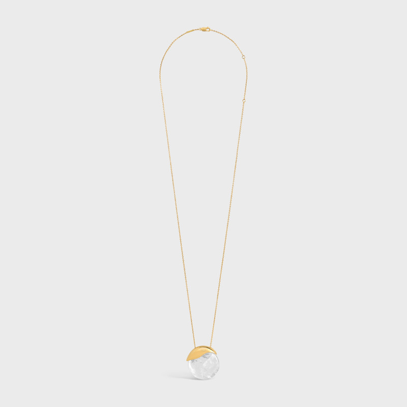 Les Pierres Celine Necklace in Rock Crystal and Brass with Gold Finish 1