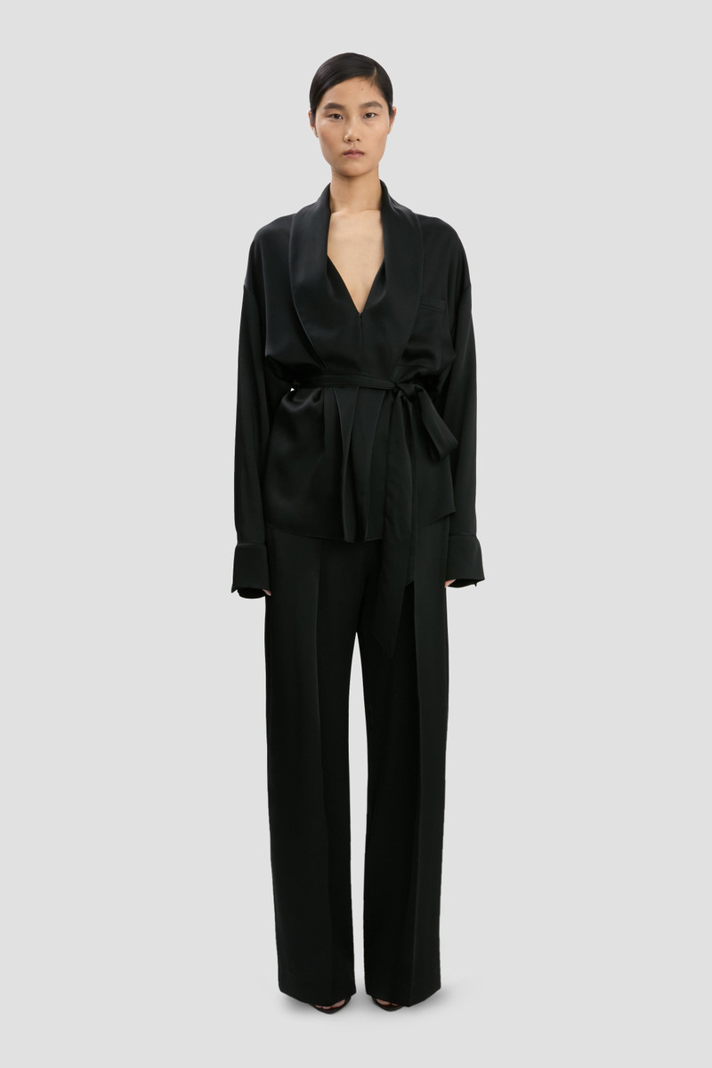 Victoria Beckham Pyjama Wrap Blouse In Black outlook