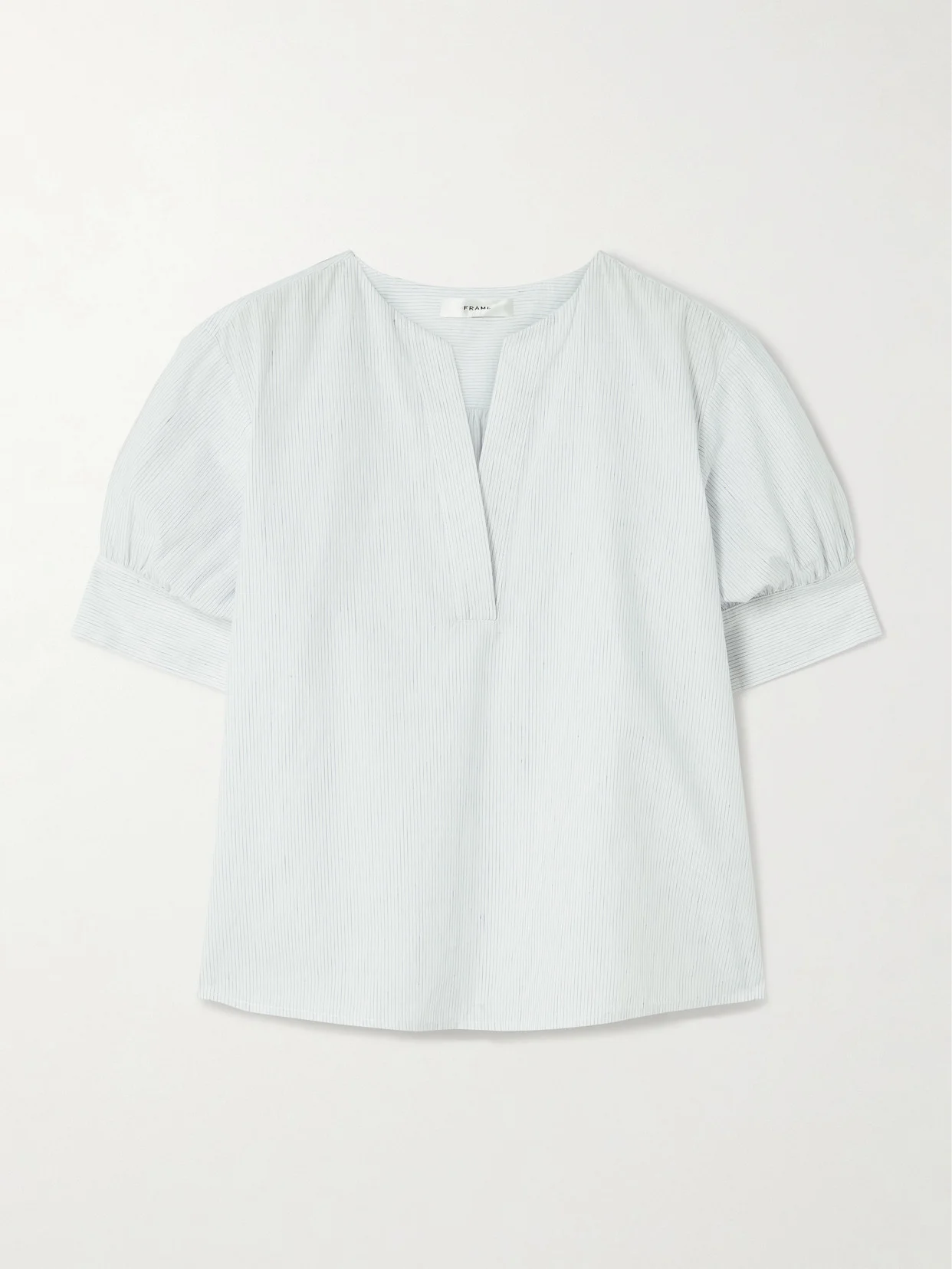 Pinstriped Cotton And Linen-blend Blouse - 1