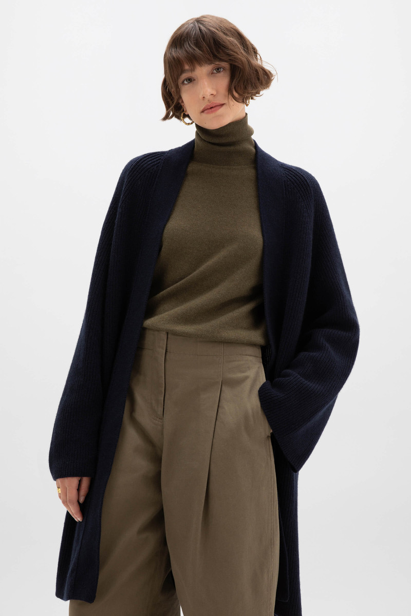 Johnstons of Elgin Cashmere Navy Cape Cardigan outlook