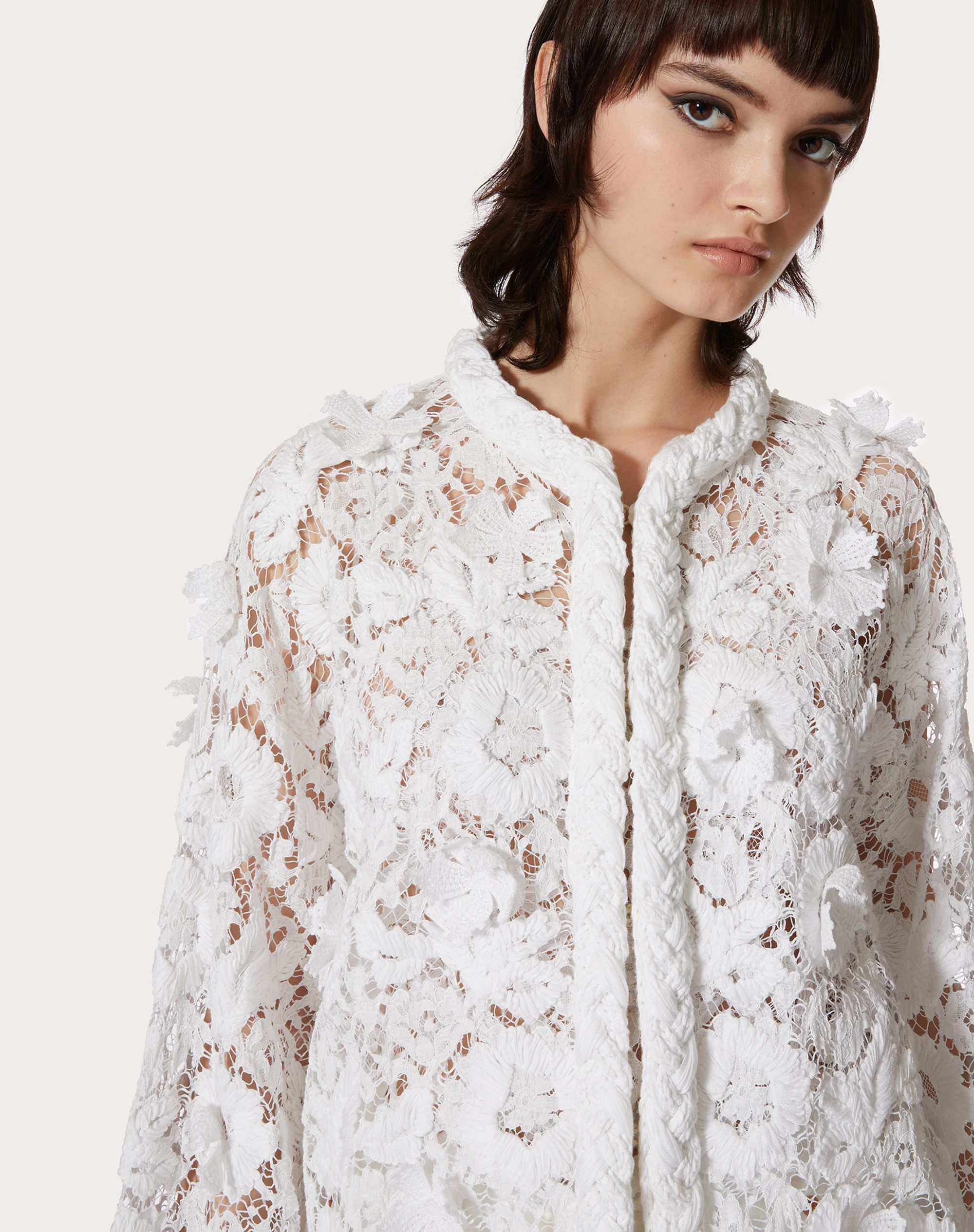 CARDIGAN IN COTTON AND EMBROIDERED LACE - 5
