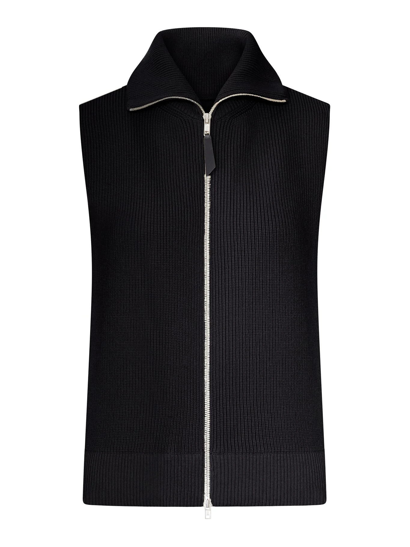 RIBBED KNIT ZIP-UP VEST - 1