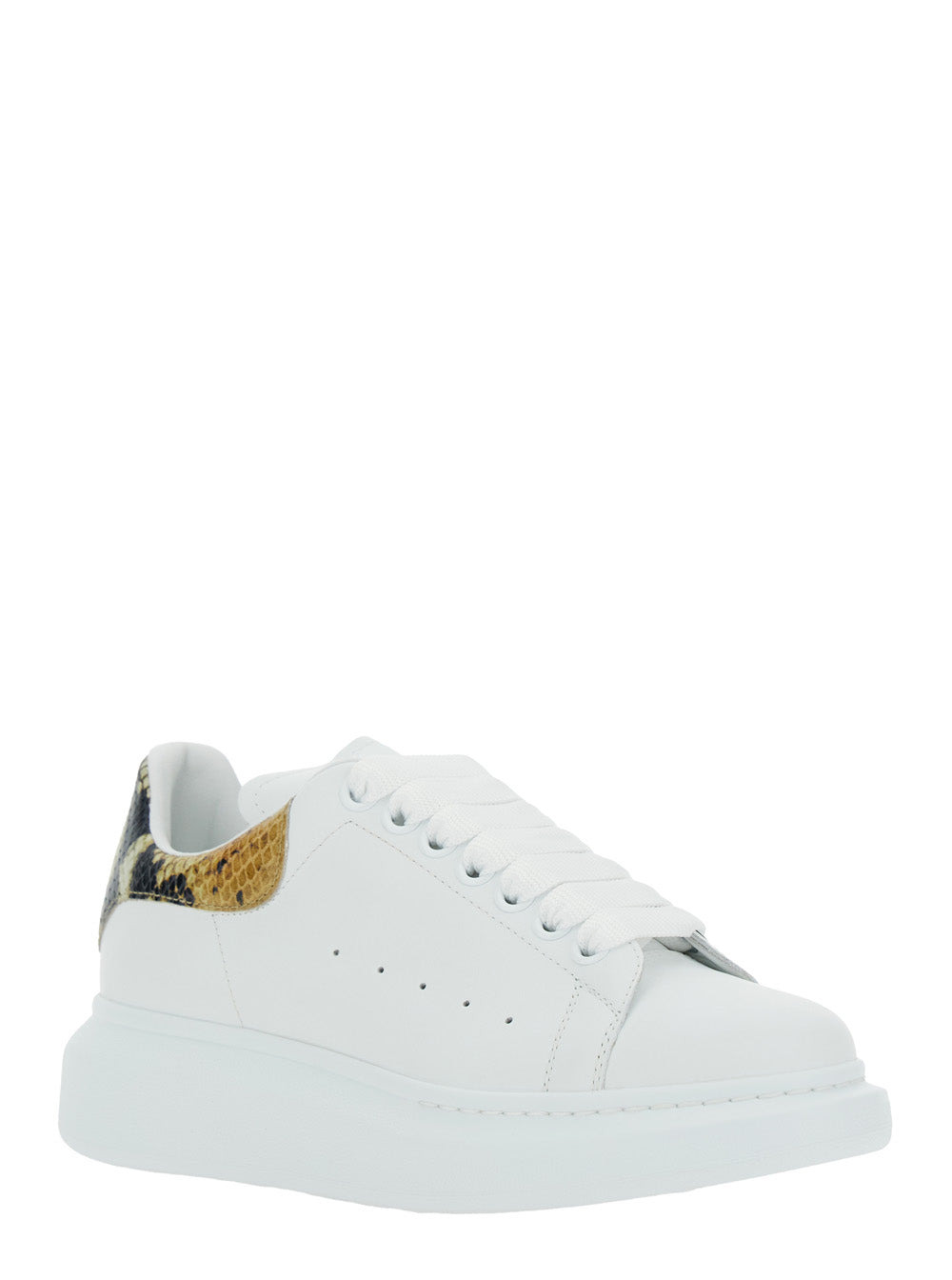 Alexander Mcqueen Women White Oversize Sneakers With Snake Print On The Heel In Leather Woman - 2