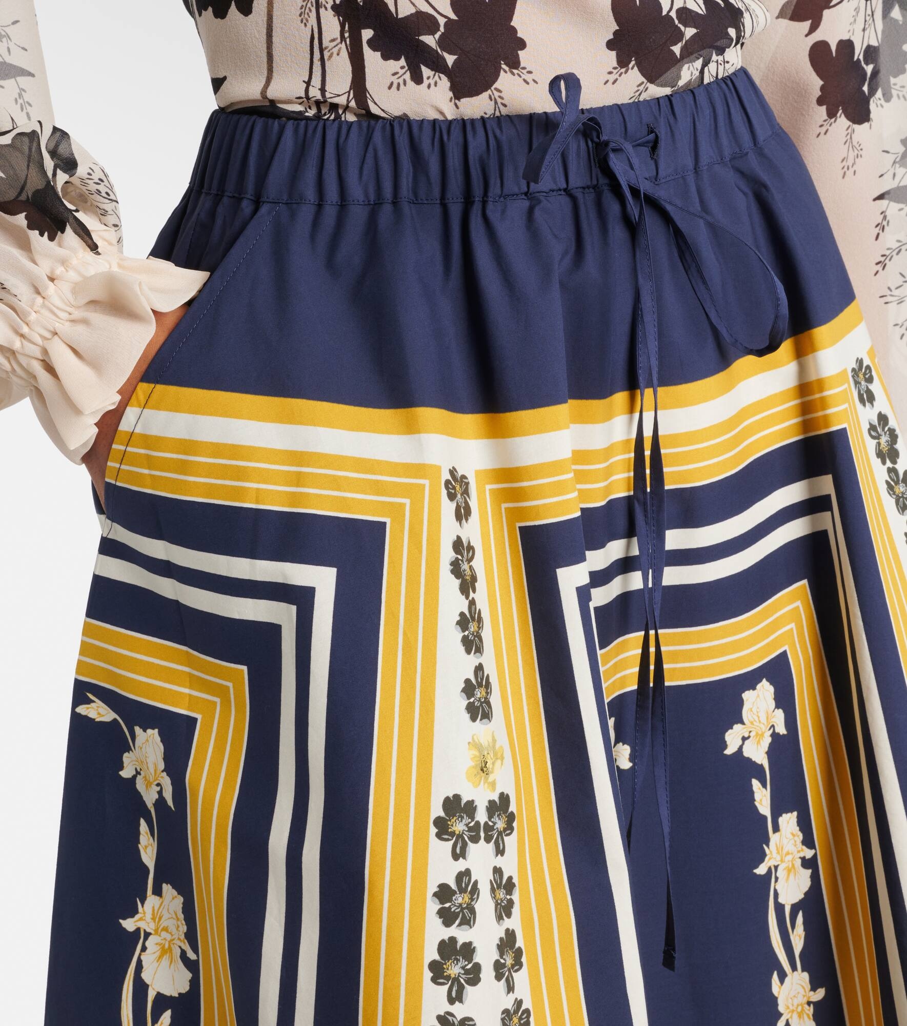 Printed cotton poplin midi skirt - 4