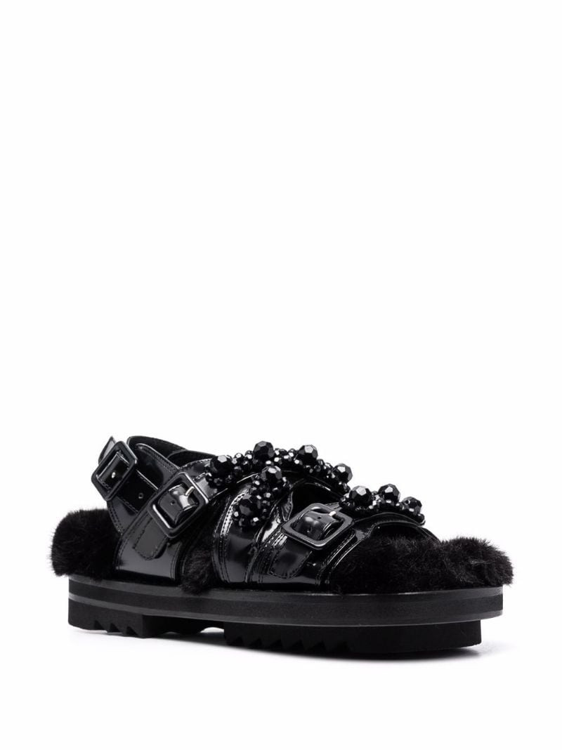 Simone Rocha multi-strap faux-fur sandals outlook