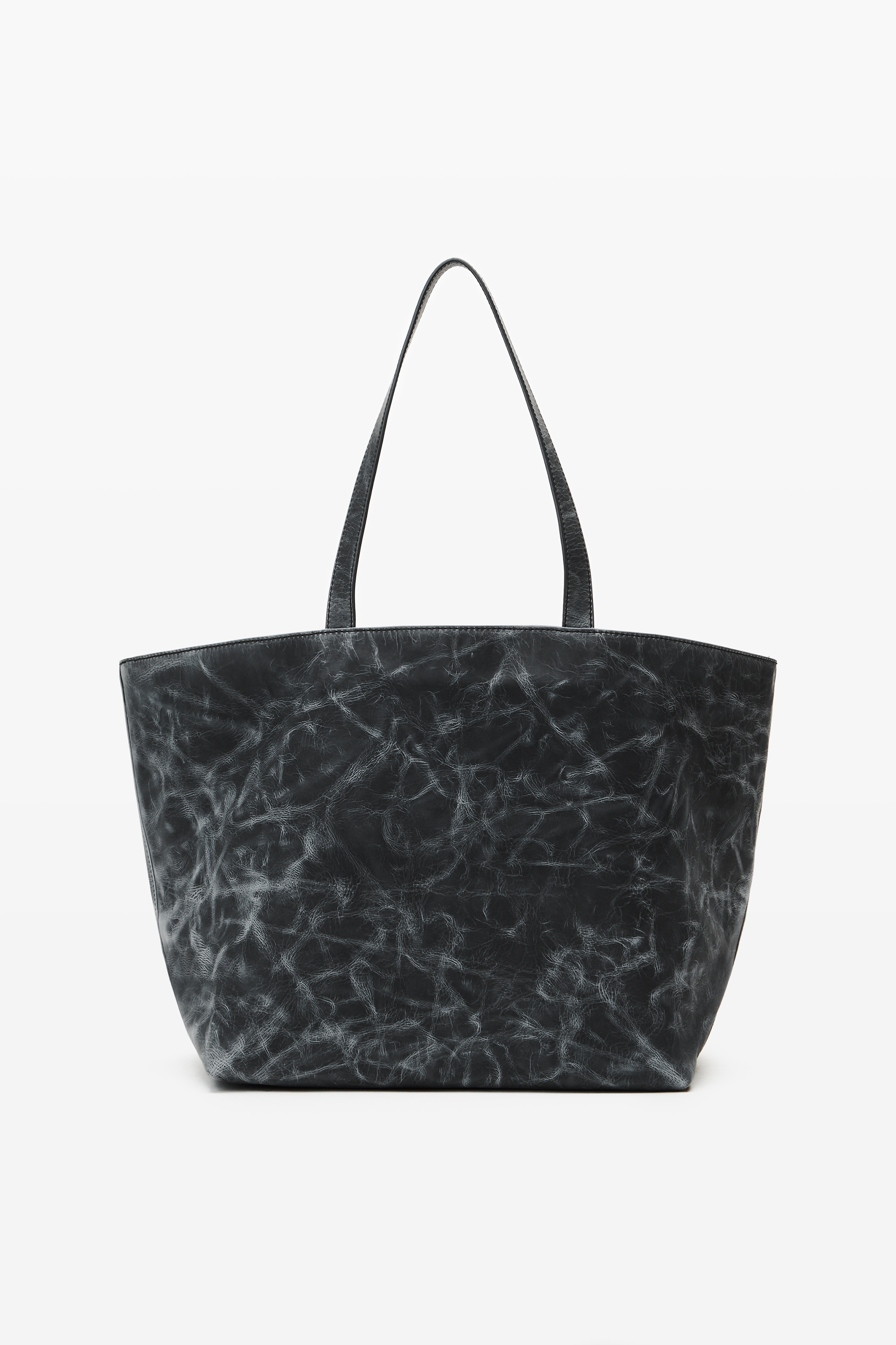 Distressed Grey Leather Punch Tote - 5