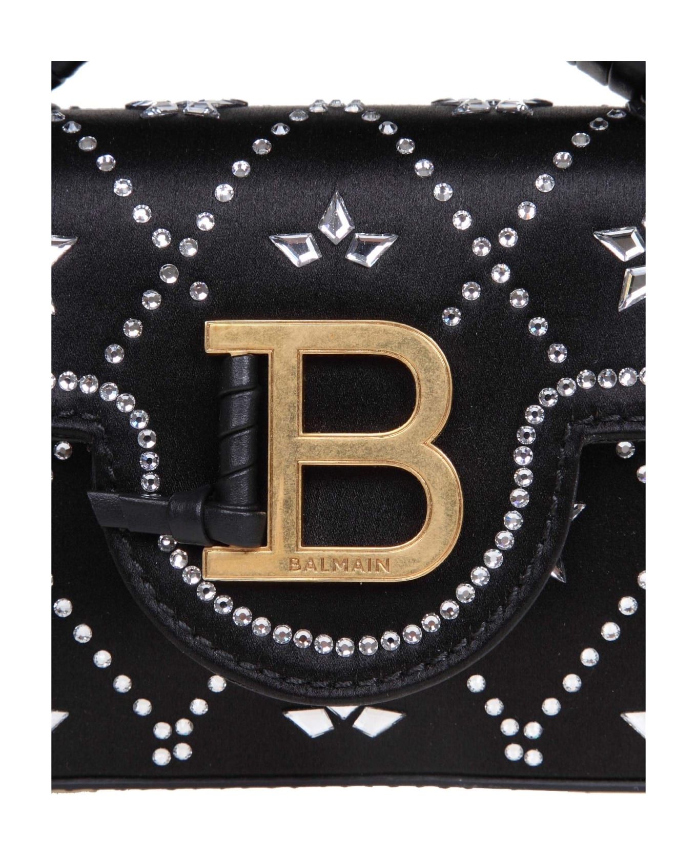 Balmain Buzz Mini Bag In Satin And Leather With Applied Stones - 2