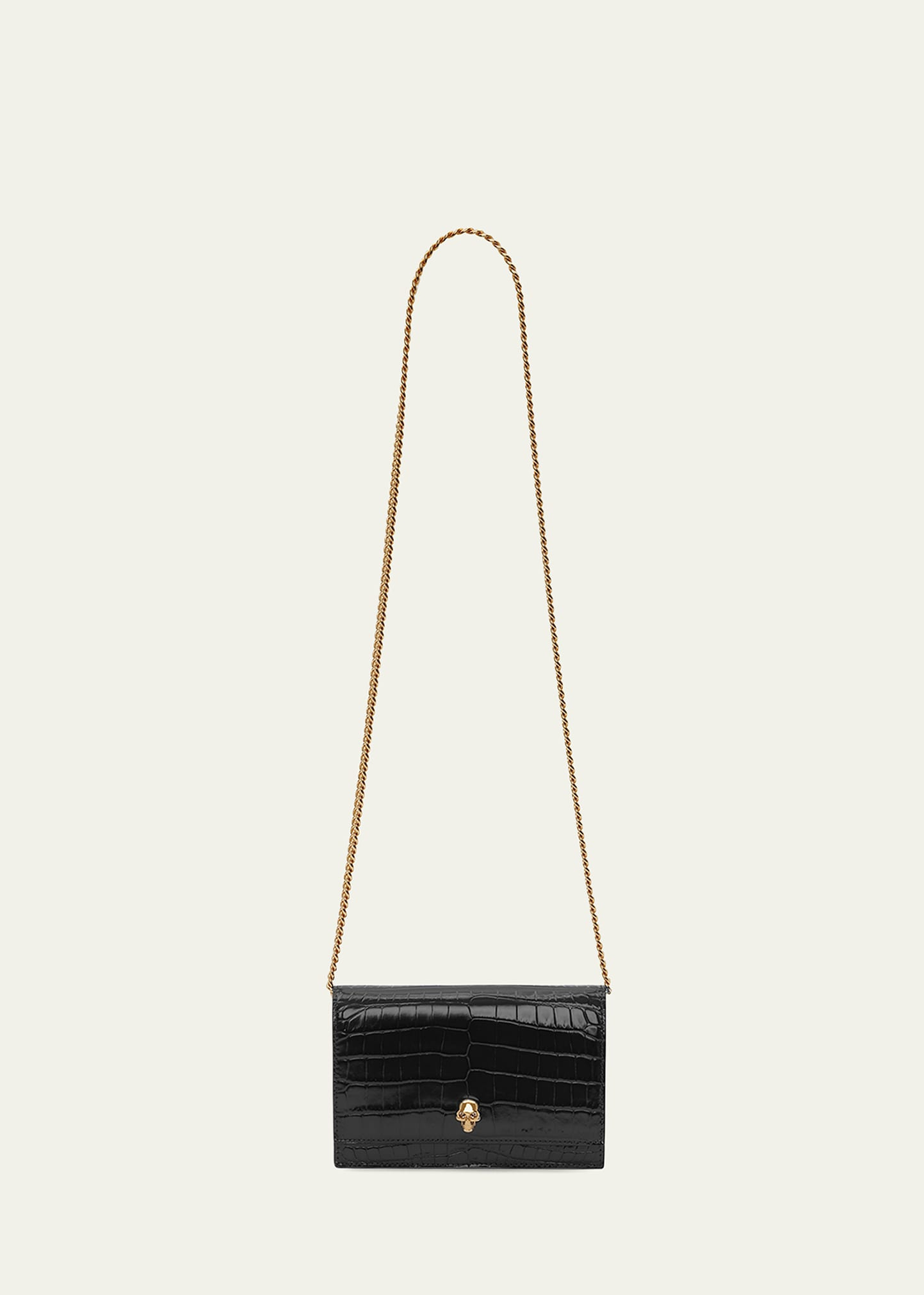 Mini Mock-Croc Crossbody Bag with Small Skull - 4