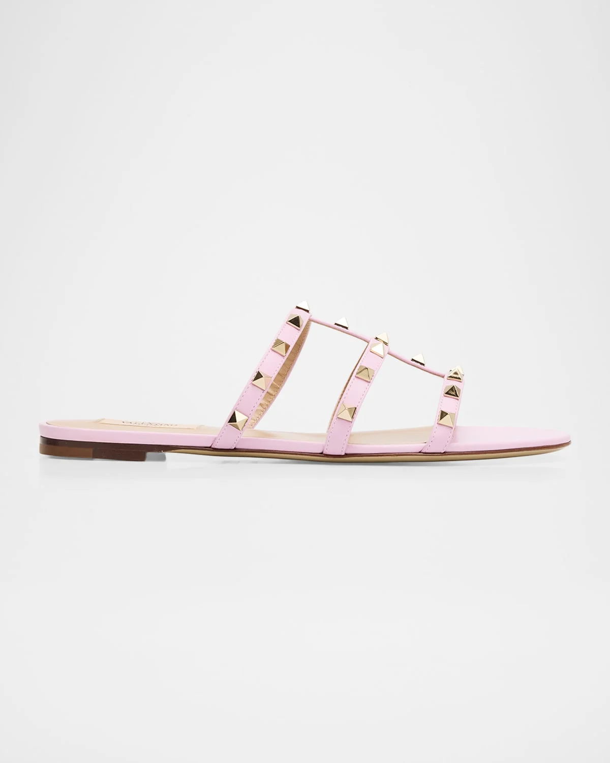 Rockstud Caged Leather Flat Slide Sandals - 1