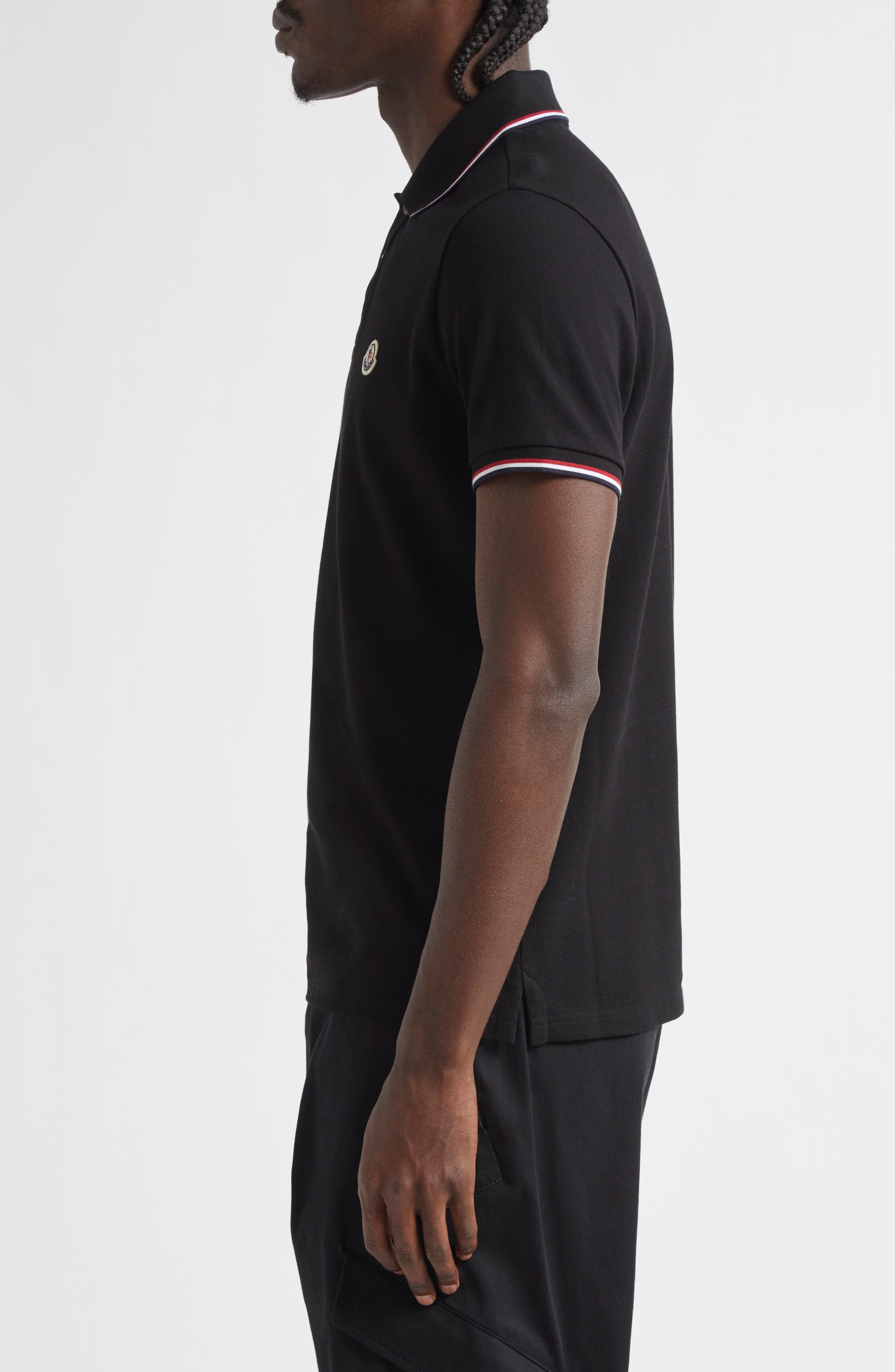 Moncler Tipped Cotton Piqué Polo in Black at Nordstrom - 3