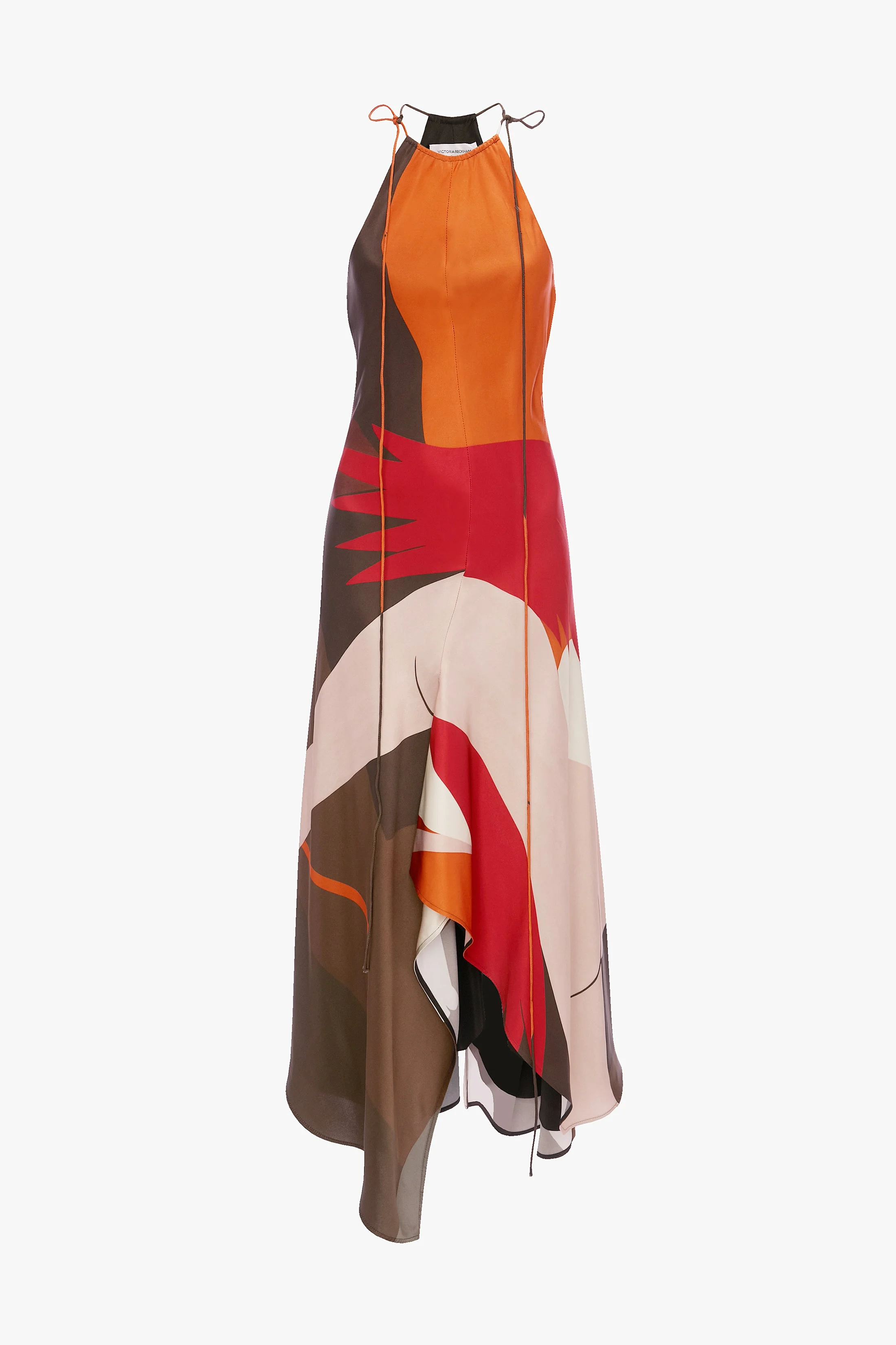 Halter Neck Midi Dress In Abstract Dark Earth - 1