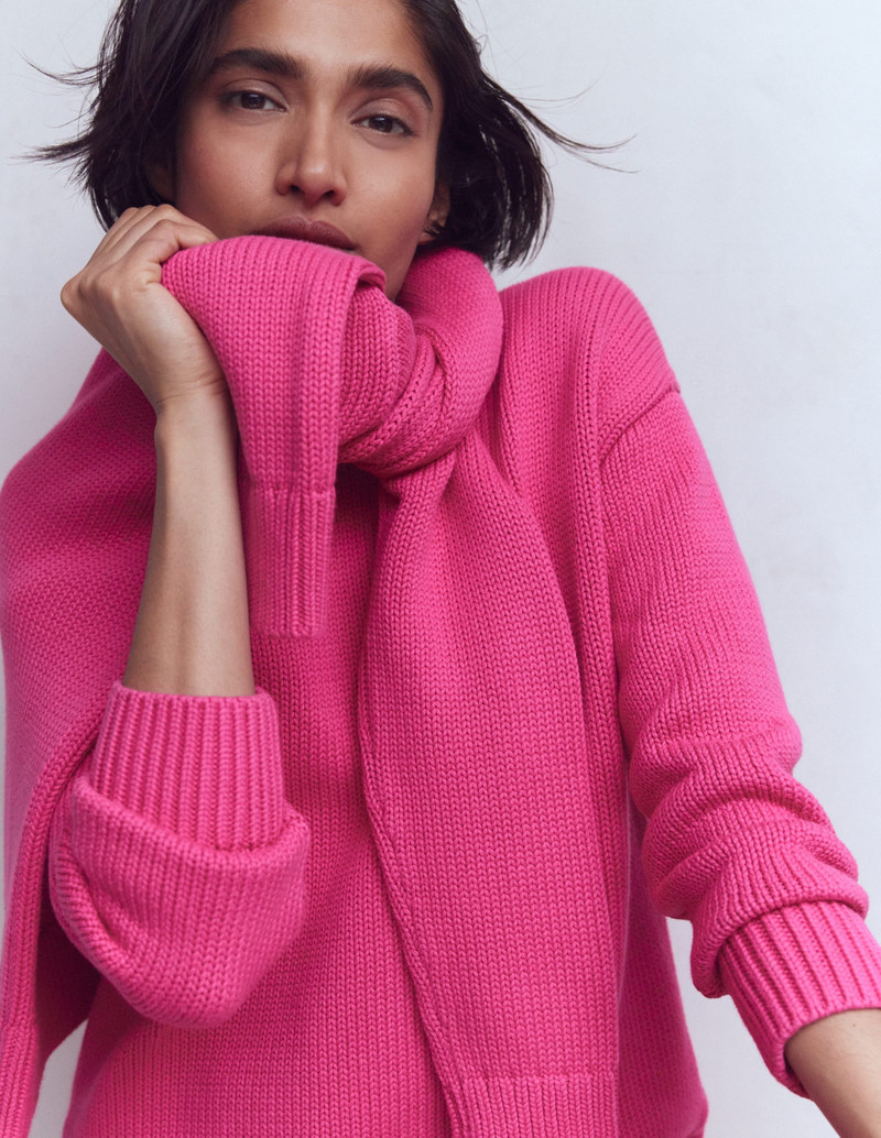 Lucy Oversized Cotton Jumper-Pink Peony 1