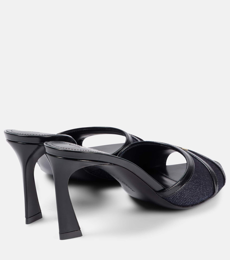 Victoria Beckham Leather-trimmed denim mules outlook