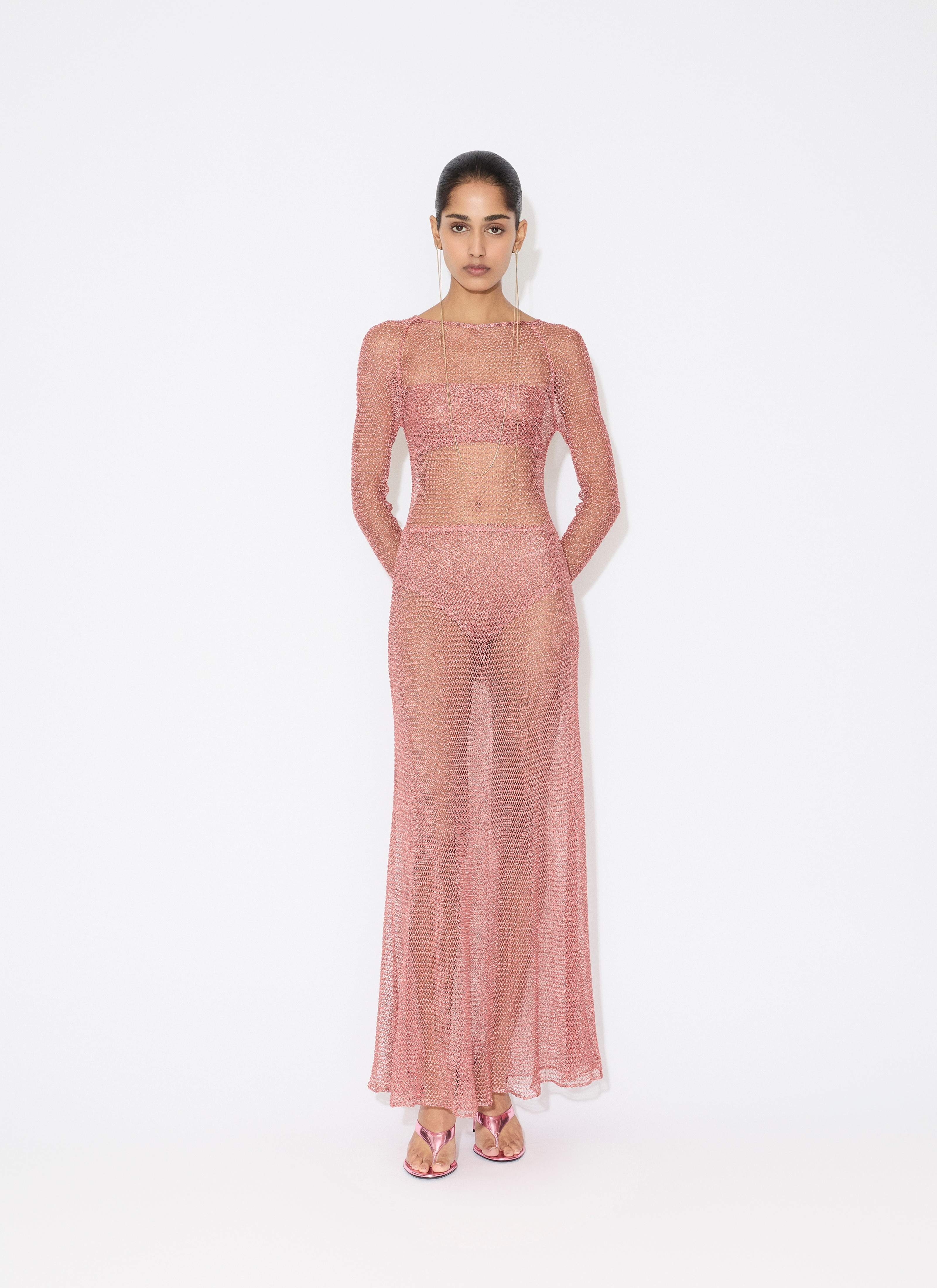 MESH KNIT LONG DRESS - 2