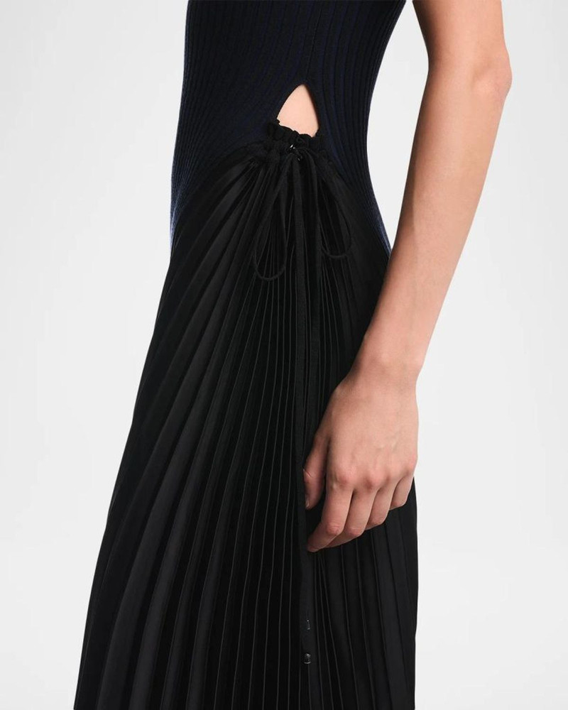 Pleated-Inset Rib Knit Midi Dress 5