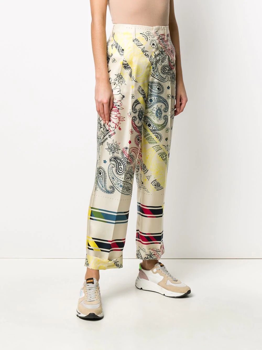 paisley print straight leg trousers - 3