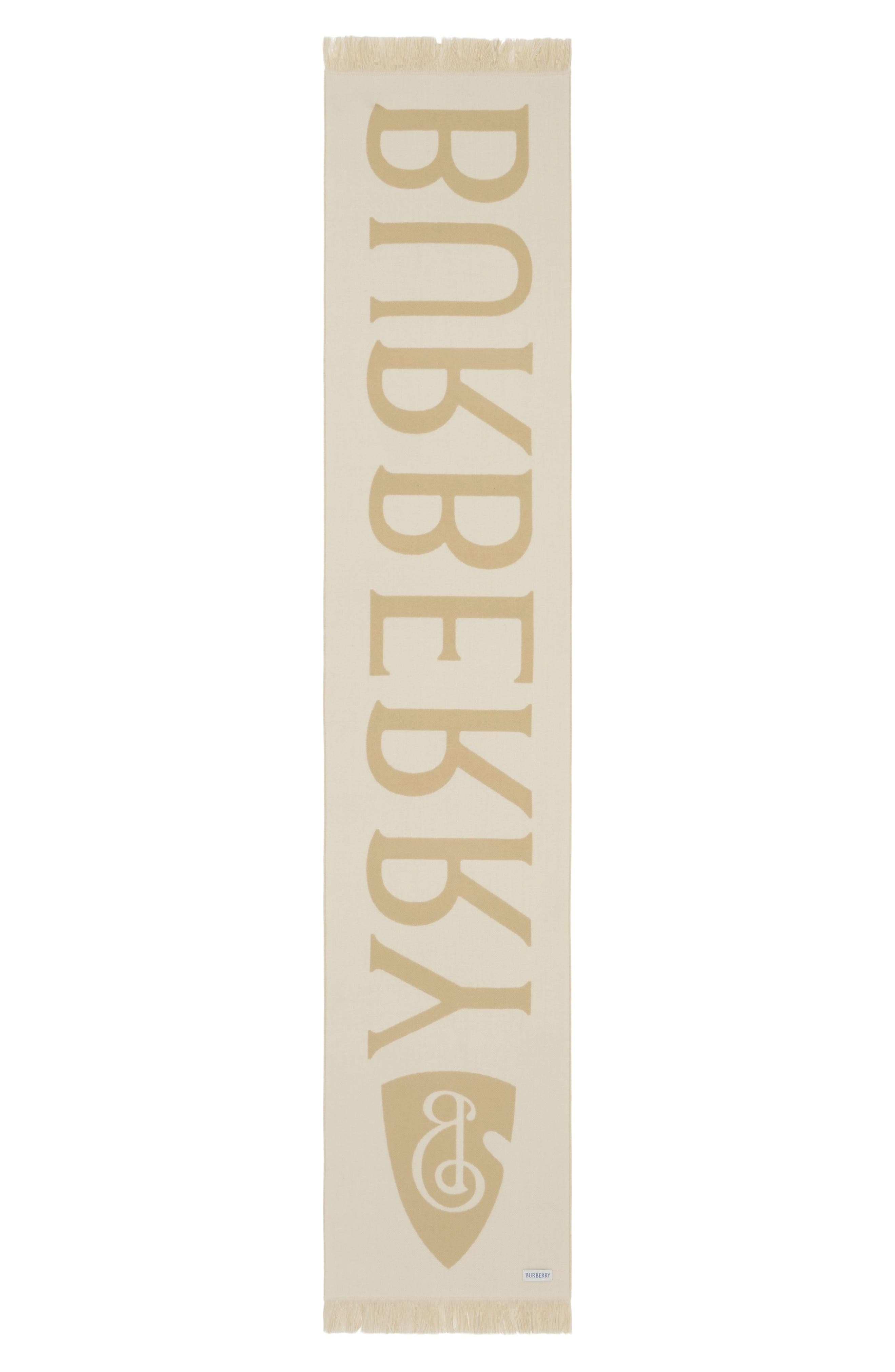 burberry Reversible Logo Jacquard Wool Scarf in Sand at Nordstrom - 6