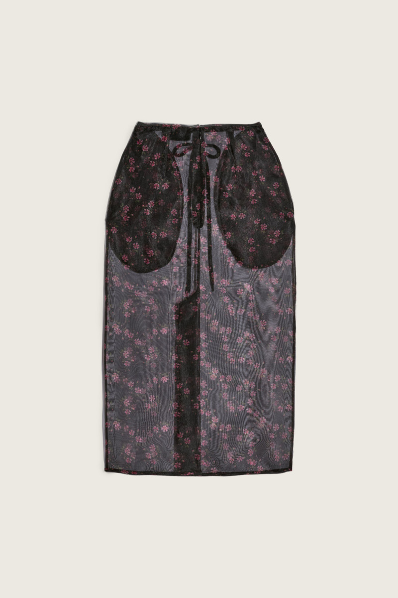 Simone Rocha Sheer Frayed Column Pencil Skirt outlook