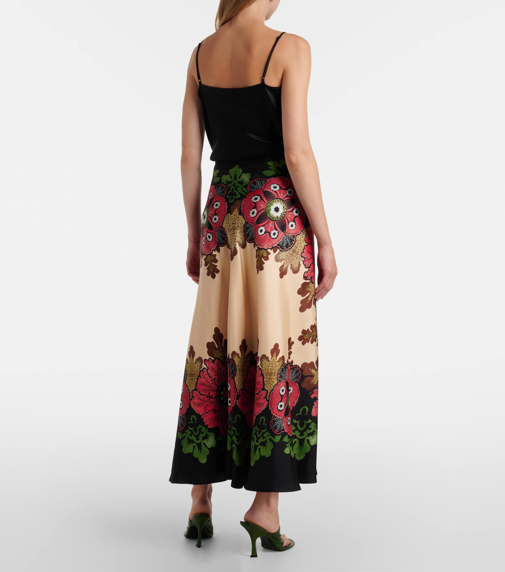 Sarong floral silk twill wrap skirt - 3