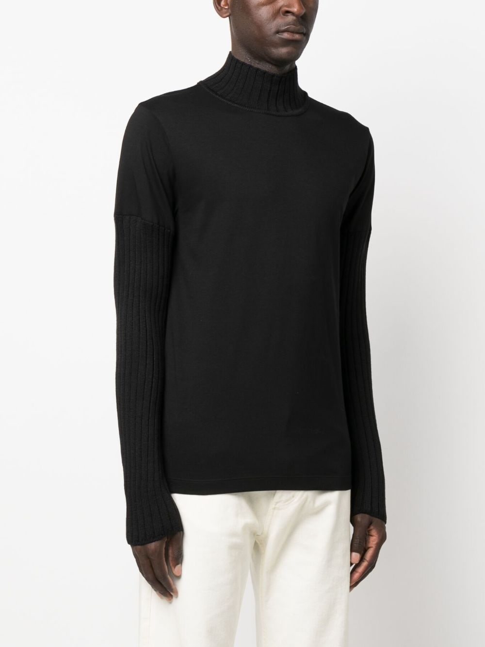 ribbed-detail high-neck sweatshirt - 3