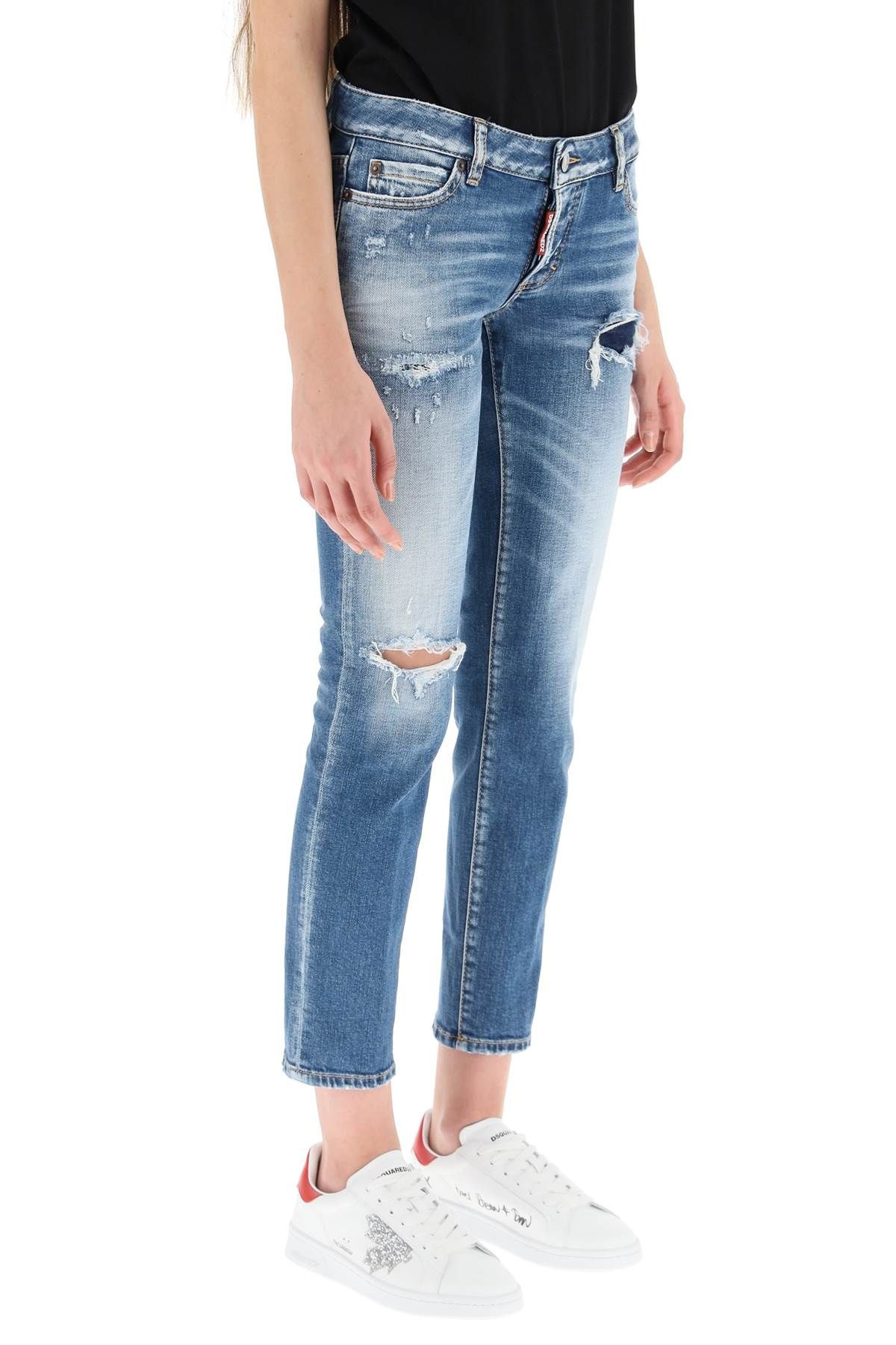 MEDIUM BROKEN WASH JENNIFER CROPPED JEANS - 3