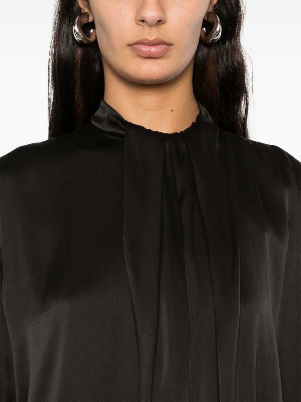 round neck silk blouse - 5