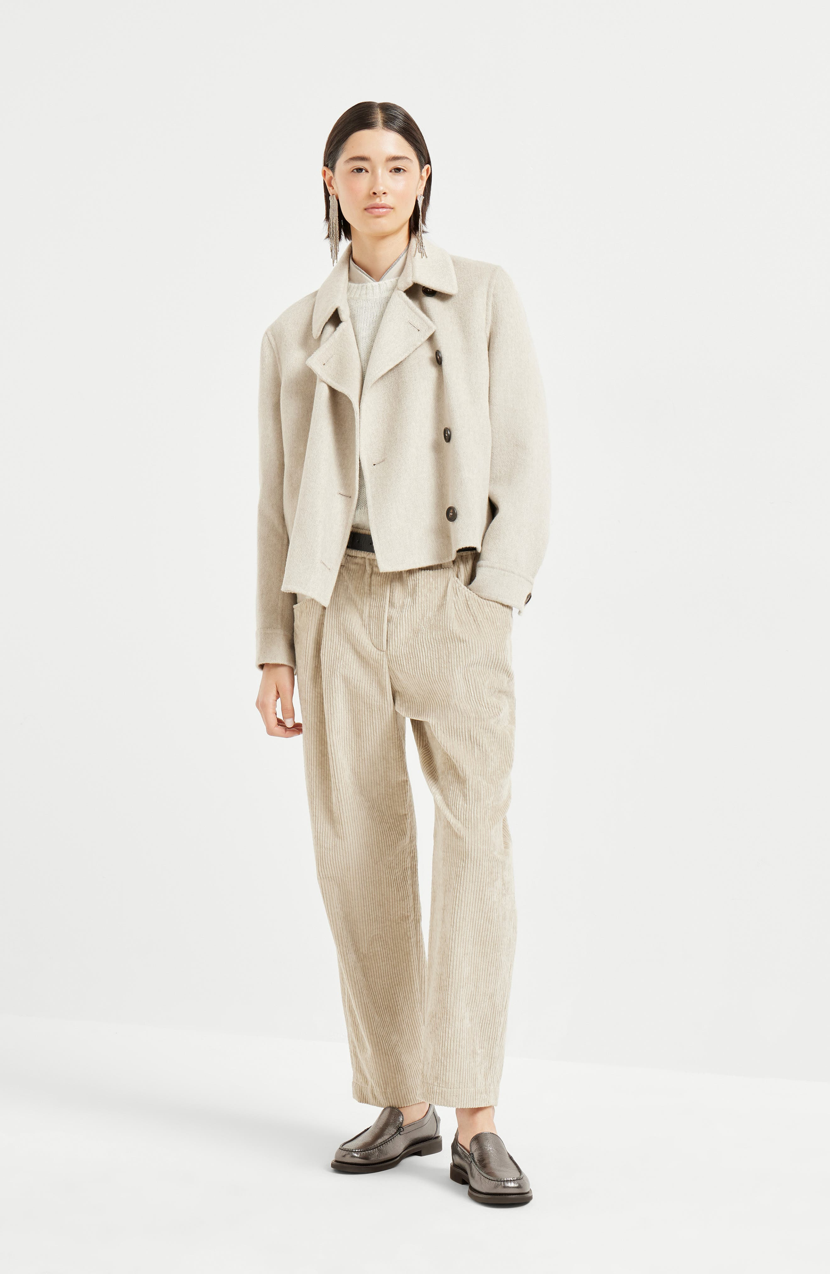 Brunello Cucinelli Corduroy Baggy trousers in Cool Beige at Nordstrom - 5