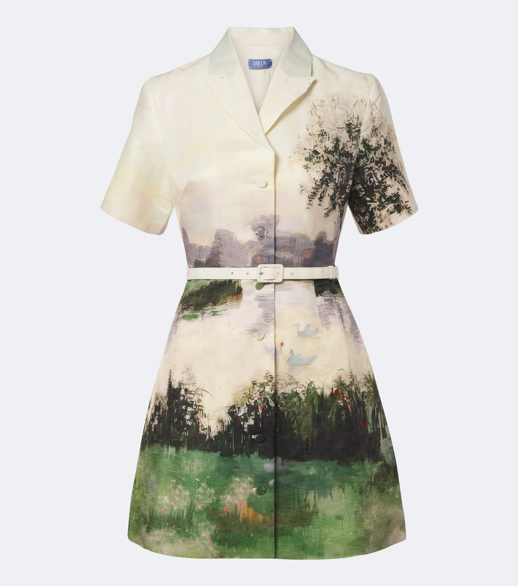 Brigitte printed linen-blend shirt dress - 1
