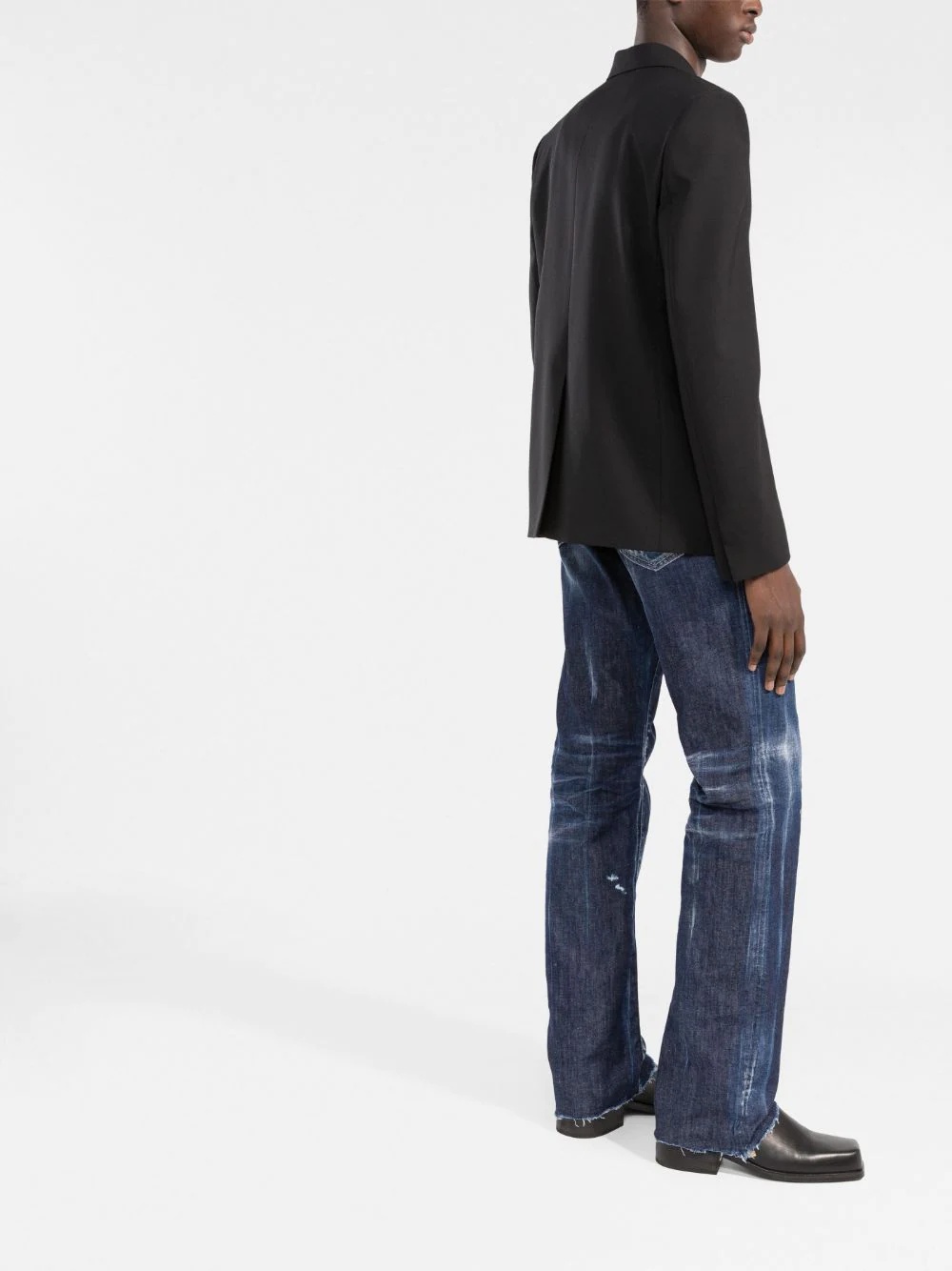 bleach-effect straight-leg jeans - 4