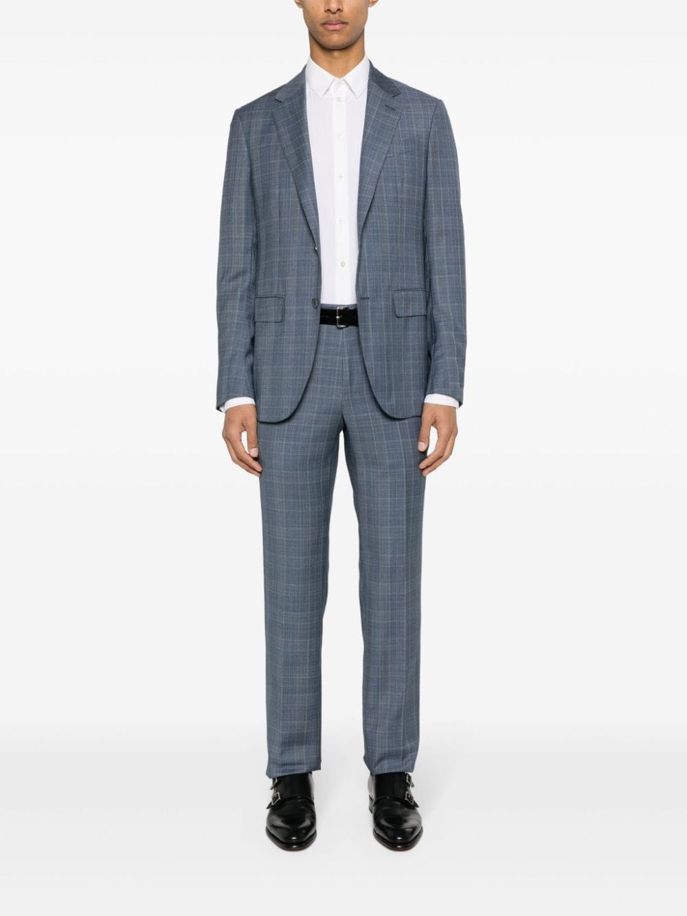 checked single-breasted suit - 2