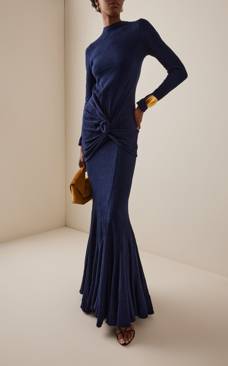 SILVIA TCHERASSI Florina Flared Knit Maxi Skirt navy outlook