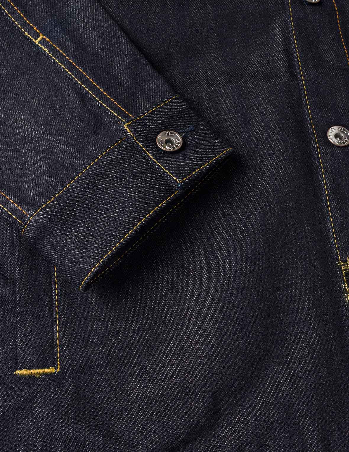 Multi-Pocket with Brocade Patch Relax Fit Denim Jacket - 11