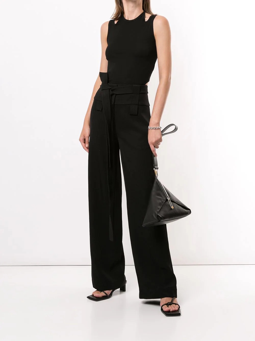 belted high-waisted trousers - 2