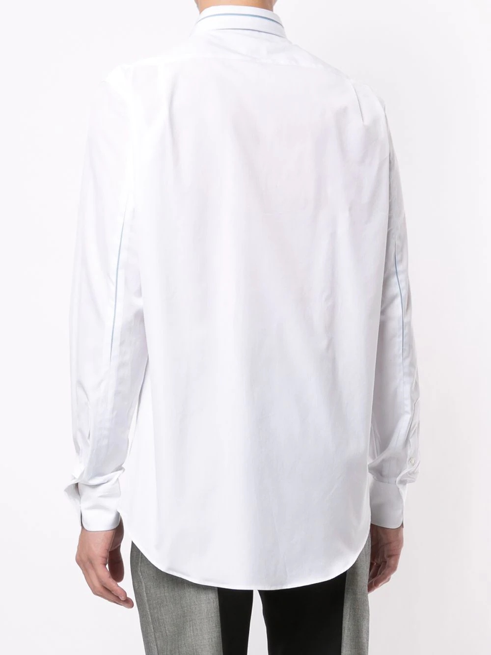 piped-trim collar poplin shirt - 4