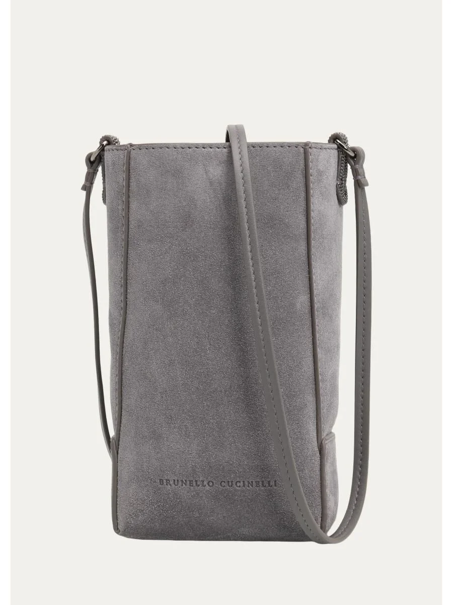 North-South Suede Crossbody Bag - 1