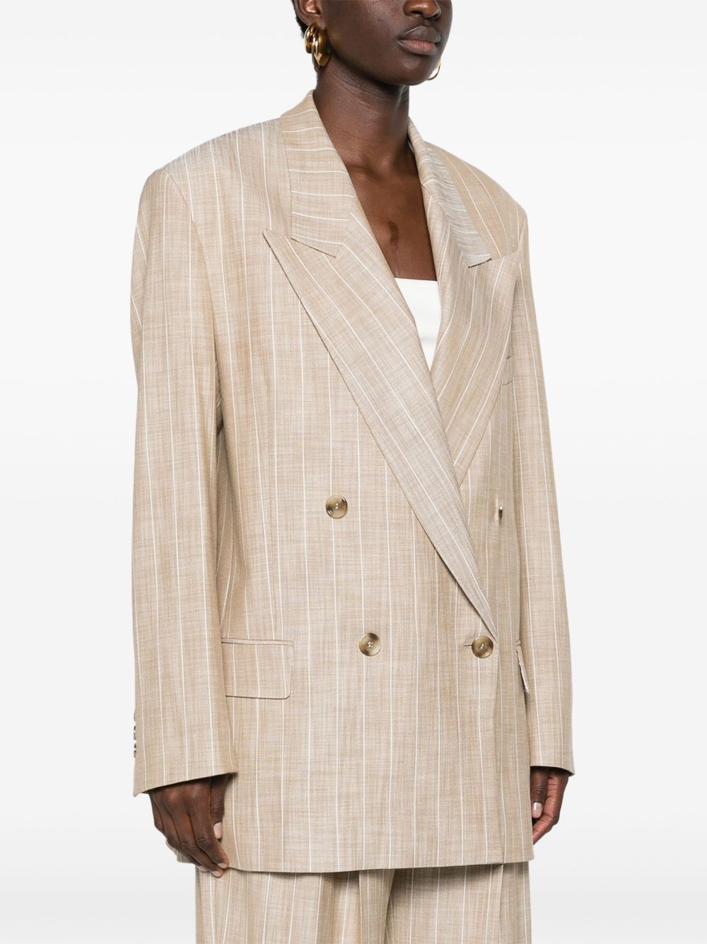 pinstriped double-breasted blazer - 3