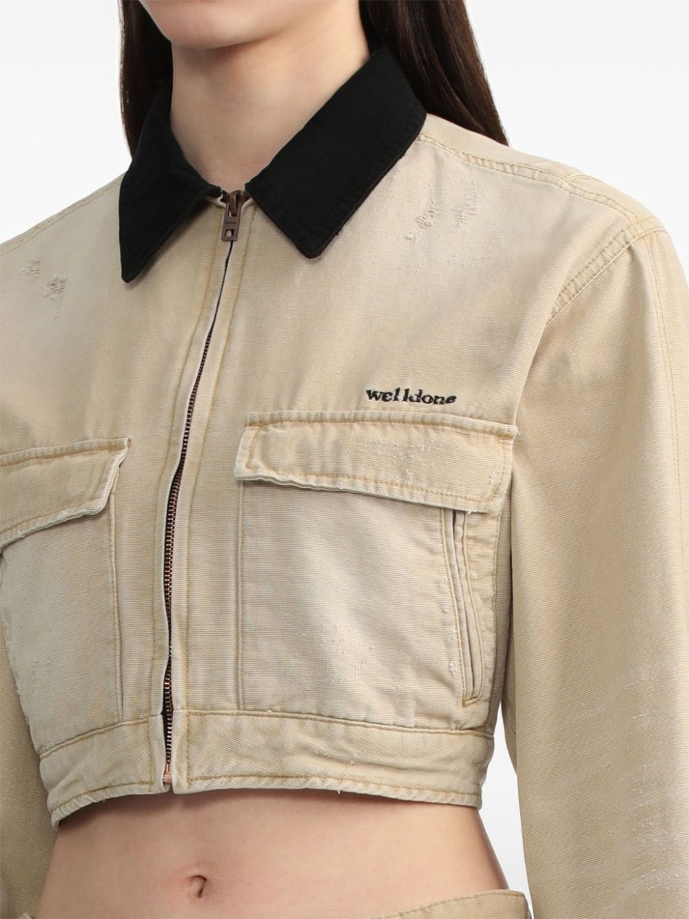 Oxford cropped denim jacket - 5