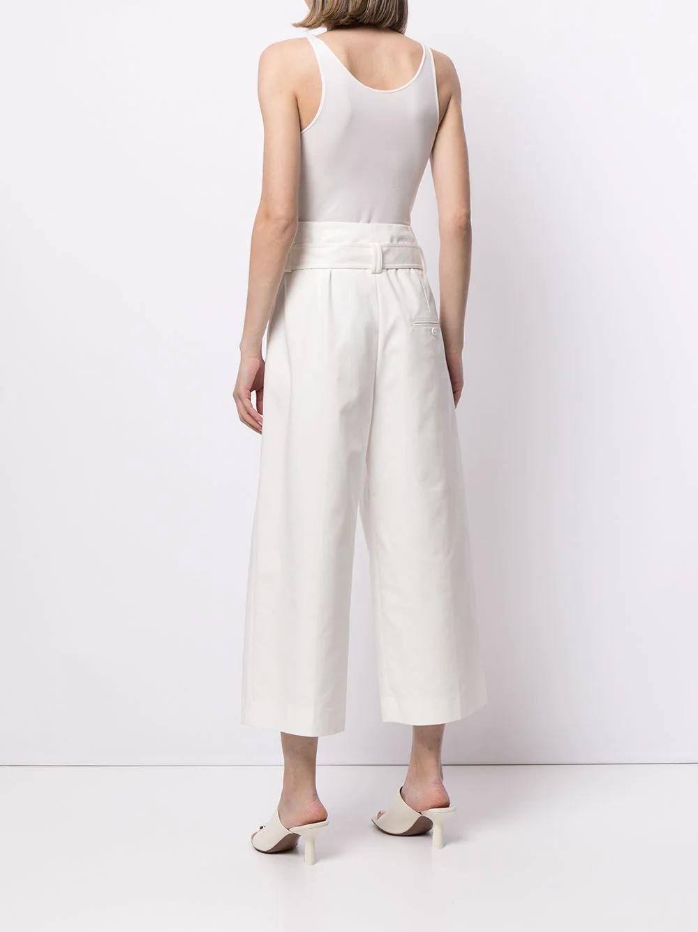 paperbag-waist wide-leg cropped trousers - 7