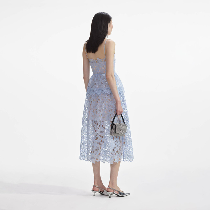 self-portrait Blue Organza Lace Midi Dress - PF24-034M-BL | REVERSIBLE