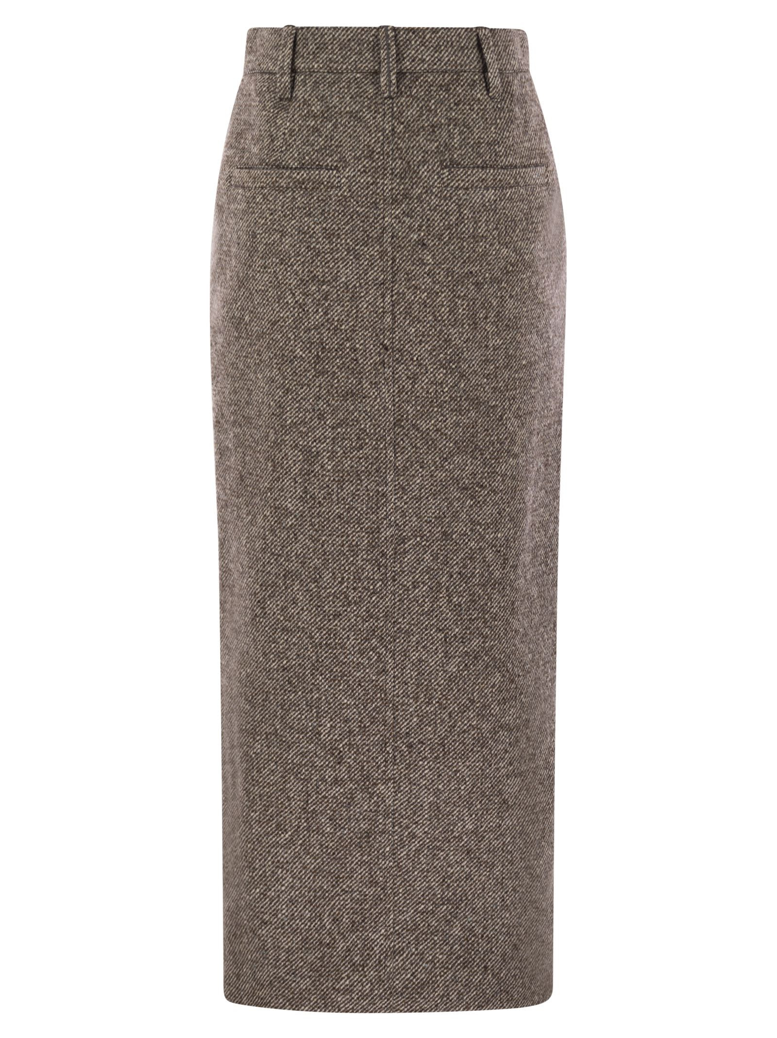 Brunello Cucinelli Women Sartorial Pencil Skirt In Diagonal Mélange Of Virgin Wool And Silk With Mon - 2