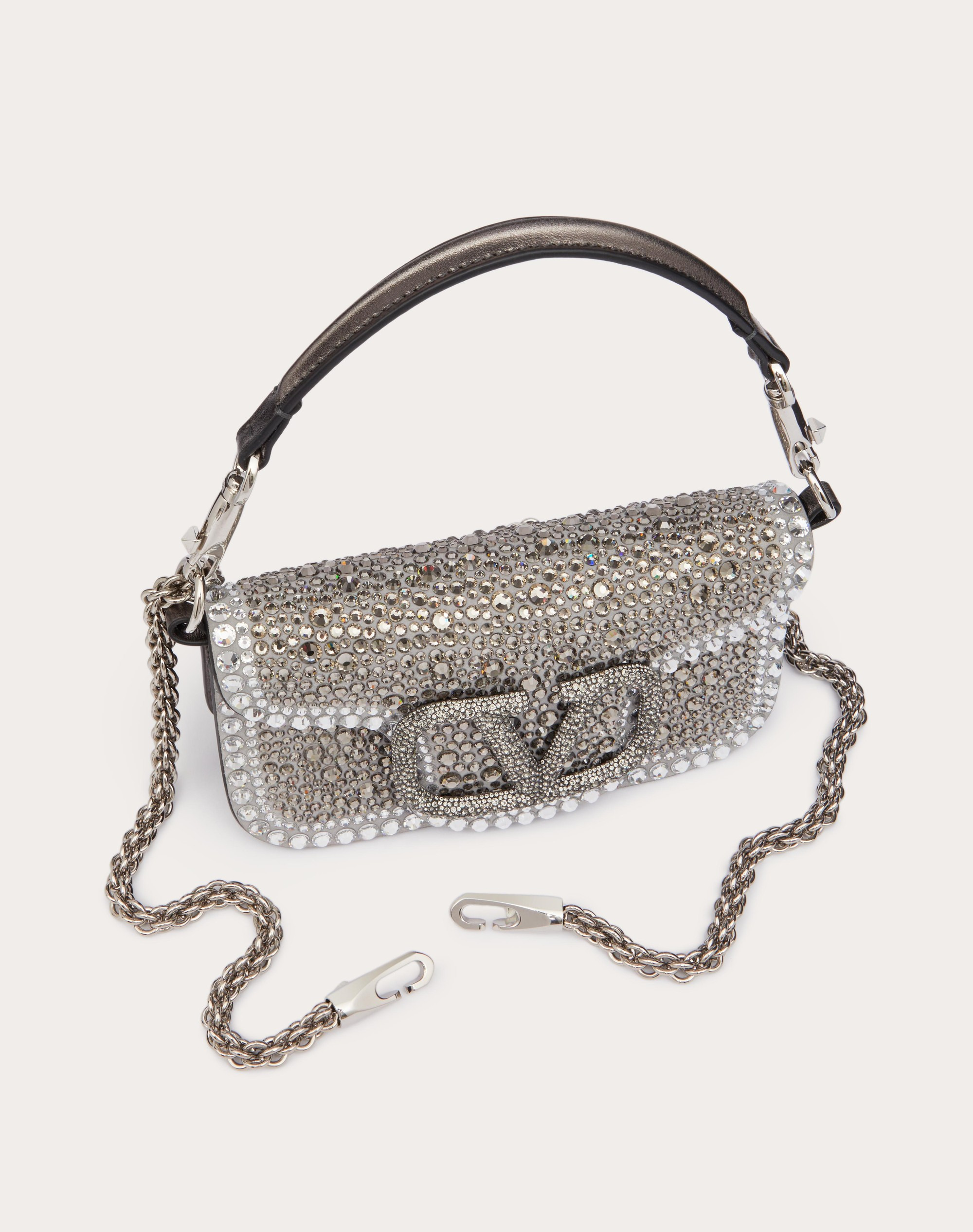 SMALL VALENTINO GARAVANI LOCÒ SHOULDER BAG WITH RHINESTONES - 5
