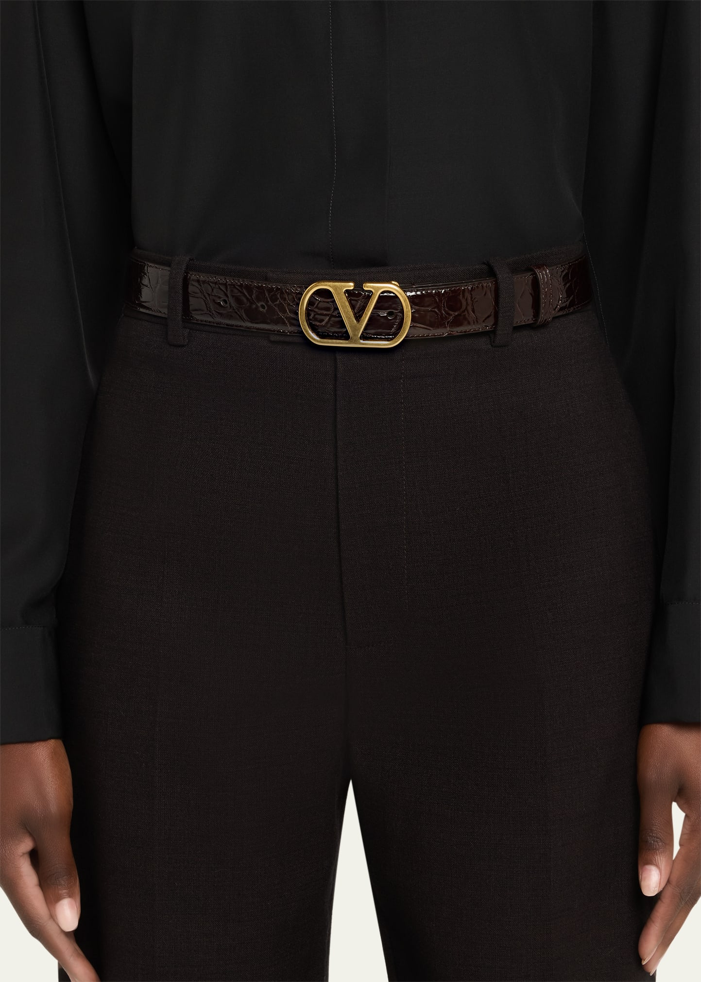 VLogo Signature Crocodile Belt, 30mm - 2