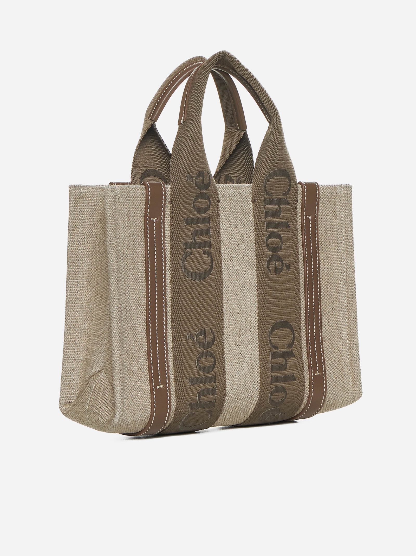 Woody linen small tote bag - 4