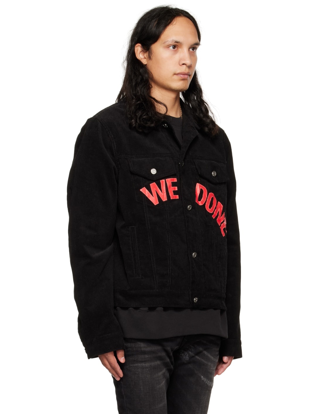 Black Spread Collar Jacket - 2