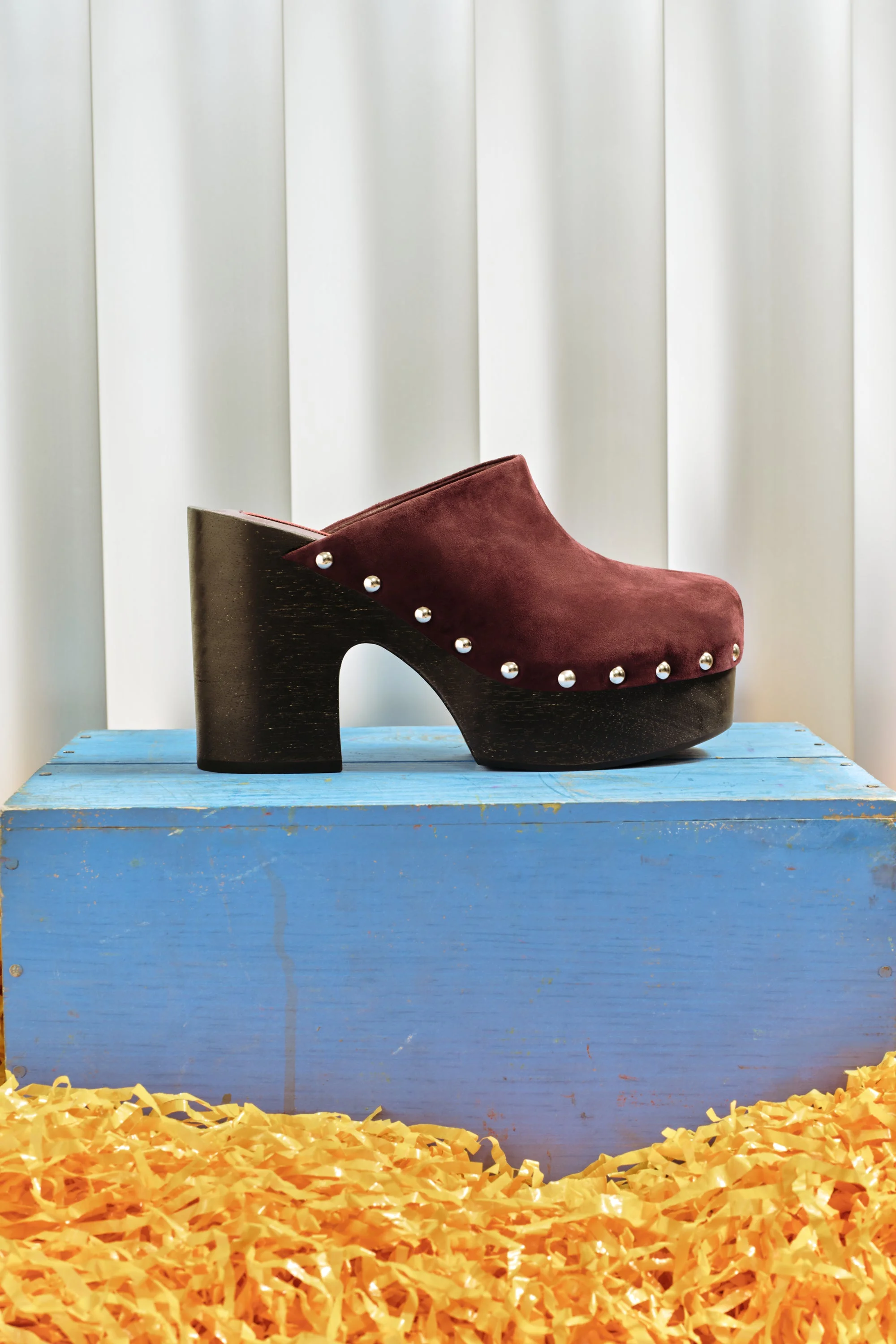 Suede Sol Platform Clog In Bordeaux - 1