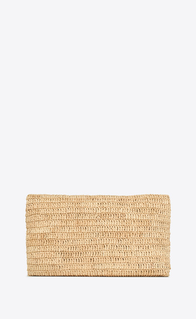 SAINT LAURENT cassandre large envelope pouch in raffia outlook