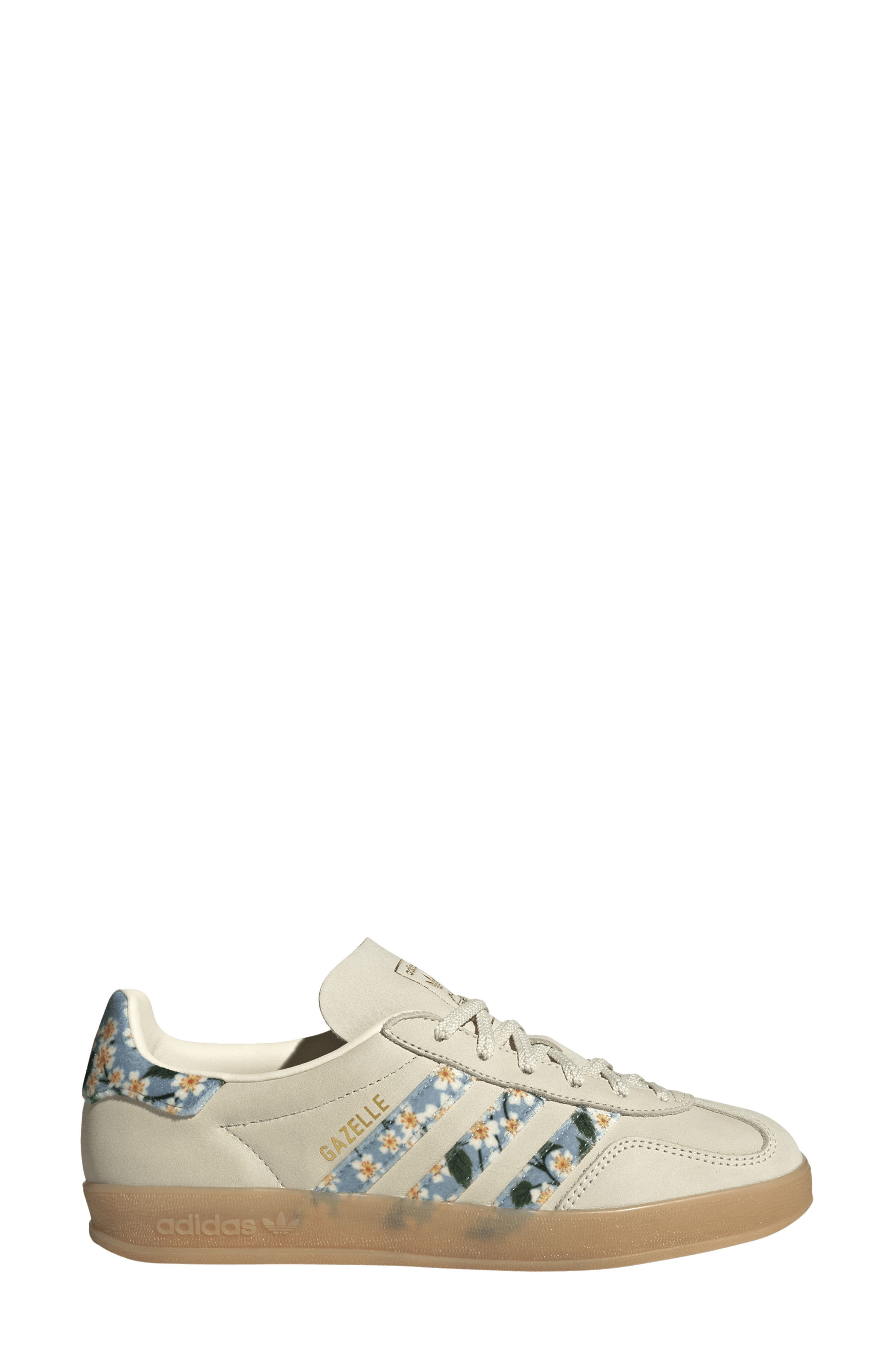 adidas x Liberty London Gazelle Indoor Sneaker in Cream/Gold/Tactile Blue at Nordstrom - 3