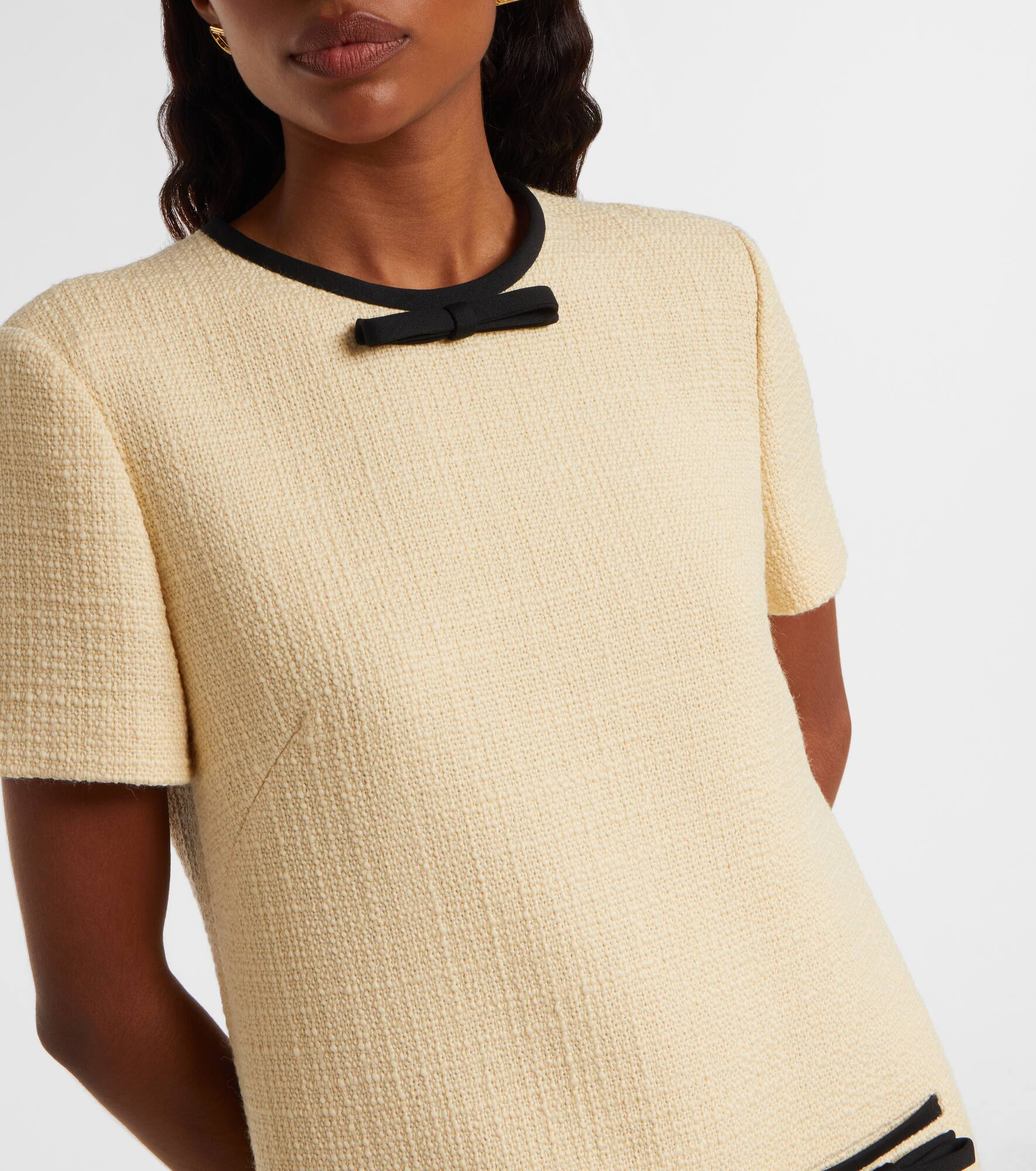 Bow-detail wool-blend tweed minidress - 4