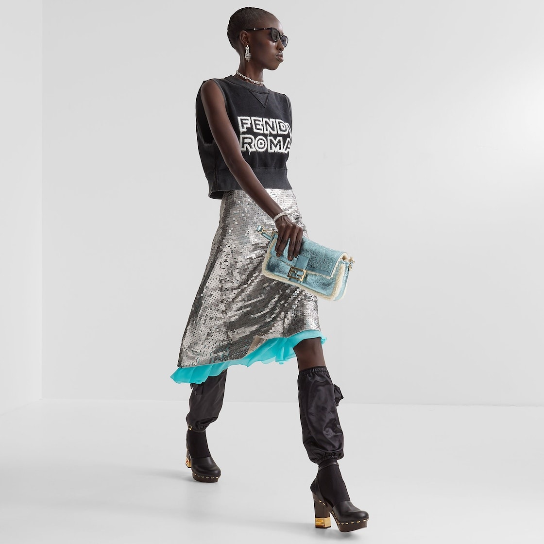 Skirt with silver sequin embroidery - 4